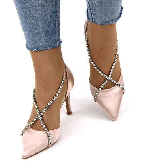 ​Pantofi de ocazie, stiletto, decorati cu pietre A33-075-PINK, Culoare (12): Bej, Marime (12): 40** - 3- Roveli