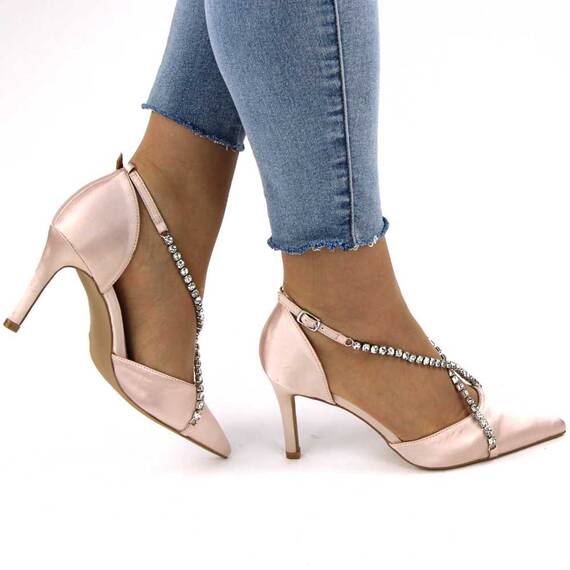 ​Pantofi de ocazie, stiletto, decorati cu pietre A33-075-PINK, Culoare (12): Bej, Marime (12): 40** - 4- Roveli