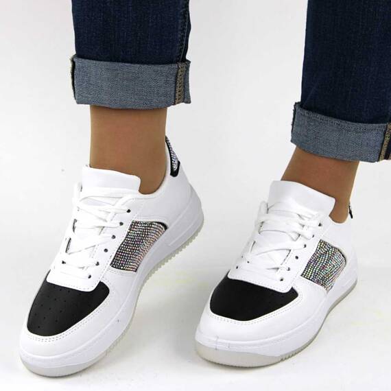Pantofi sport de dama, decorati cu pietre Z027-BLACK, Culoare (12): Alb, Negru, Multicolor, Marime (12): 36 - 4- Roveli