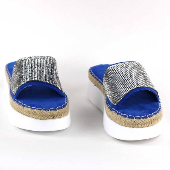 ​Papuci casual de dama, cu talpa groasa, decorati cu pietre WDI-318-NAVY, Culoare (12): Albastru, Marime (12): 40 - 2- Roveli