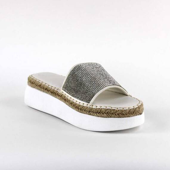 Papuci casual de dama, cu talpa groasa, decorati cu pietre WDI-319-WHITE, Culoare (12): Alb, Marime (12): 41 - 3- Roveli