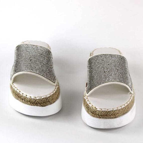 Papuci casual de dama, cu talpa groasa, decorati cu pietre WDI-319-WHITE, Culoare (12): Alb, Marime (12): 41 - 4- Roveli