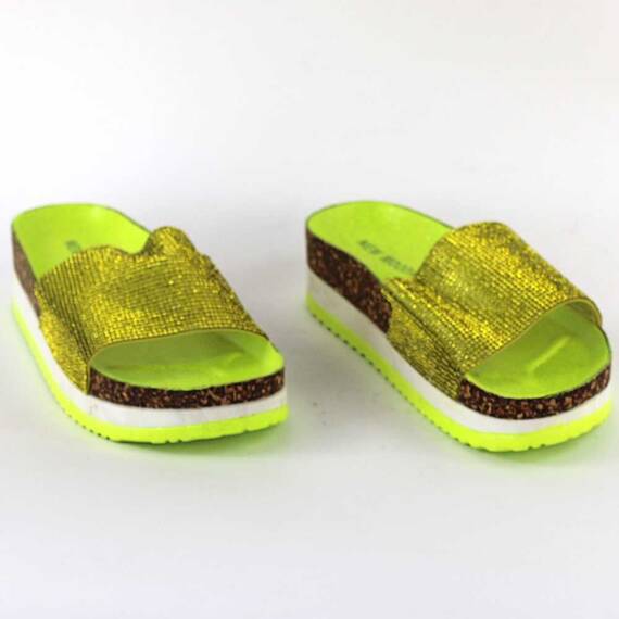 ​Papuci casual de dama cu aplicatii de pietre 00116-YELLOW, Culoare (12): Galben, Marime (12): 41 - 2- Roveli