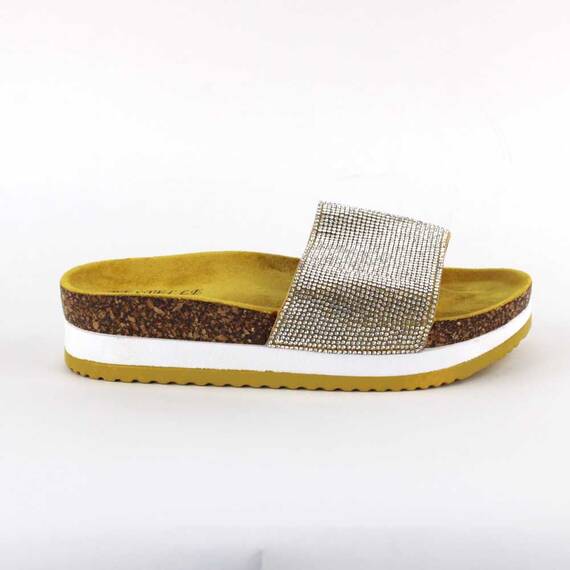 Papuci casual de dama cu aplicatii din pietre S-402-YELLOW, Culoare (12): Galben, Marime (12): 41 - 3- Roveli