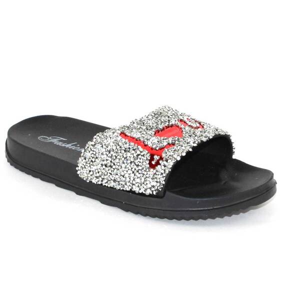 ​Papuci de dama usori si comozi 861-LOVE-SILVER, Culoare (12): Argintiu, Negru, Rosu, Marime (12): 37 - 2- Roveli