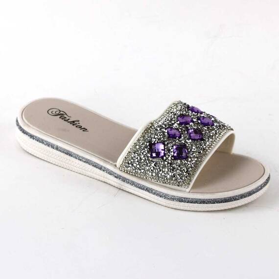 ​Papuci de dama decorati cu pietre 896-DIAMOND-SILVER, Culoare (12): Mov, Marime (12): 40 - 3- Roveli