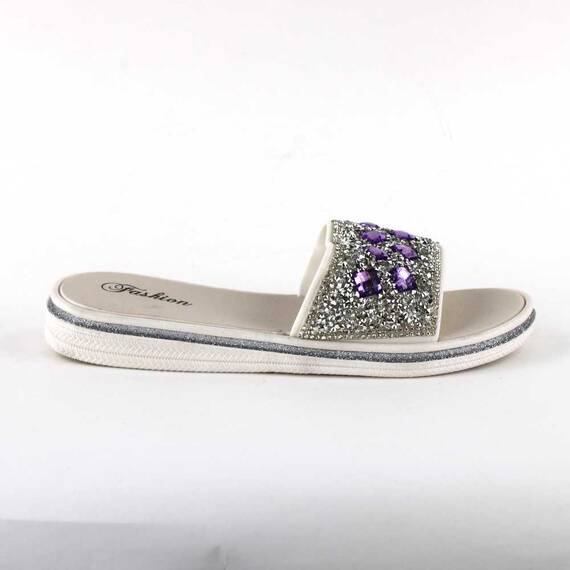 ​Papuci de dama decorati cu pietre 896-DIAMOND-SILVER, Culoare (12): Mov, Marime (12): 40 - 5- Roveli