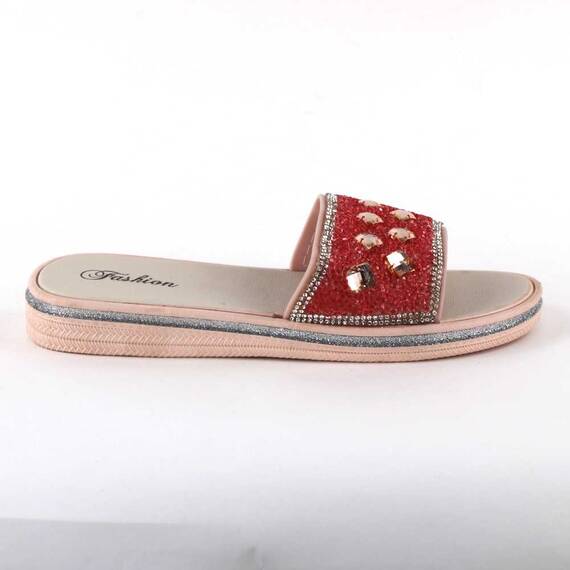 Papuci de dama decorati cu pietre 896-DIAMOND-PINK, Culoare (12): Argintiu, Roz, Marime (12): 40 - 5- Roveli
