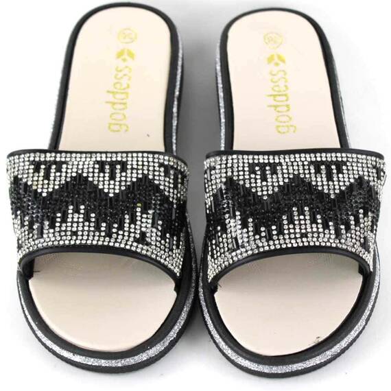 ​Papuci de dama decorati cu pietre 870-MOTIV-BLACK, Culoare (12): Argintiu, Negru, Marime (12): 40 - 4- Roveli