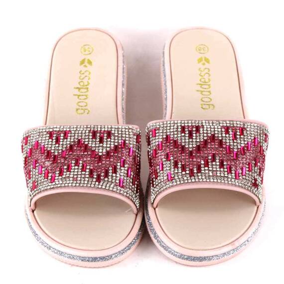 ​Papuci de dama decorati cu pietre 870-MOTIV-PINK, Culoare (12): Argintiu, Roz, Marime (12): 39 - 4- Roveli