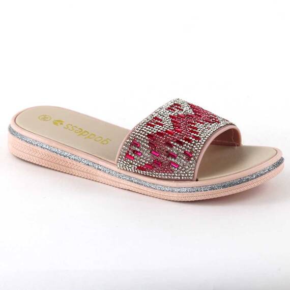 ​Papuci de dama decorati cu pietre 870-MOTIV-PINK, Culoare (12): Argintiu, Roz, Marime (12): 36 - 3- Roveli