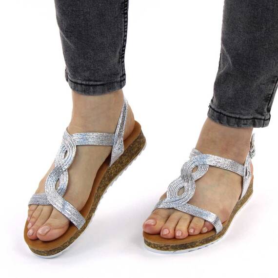 ​Sandale de dama, cu talpa joasa BJ510-SILVER, Culoare (12): Argintiu, Marime (12): 36 - 3- Roveli