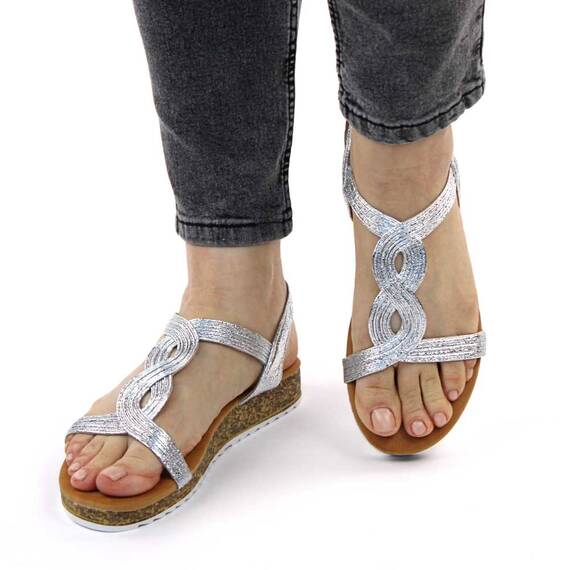 ​Sandale de dama, cu talpa joasa BJ510-SILVER, Culoare (12): Argintiu, Marime (12): 36 - 5- Roveli