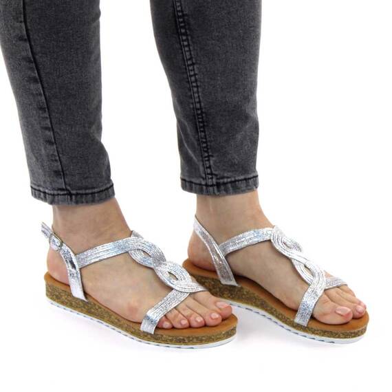 ​Sandale de dama, cu talpa joasa BJ510-SILVER, Culoare (12): Argintiu, Marime (12): 36 - 4- Roveli
