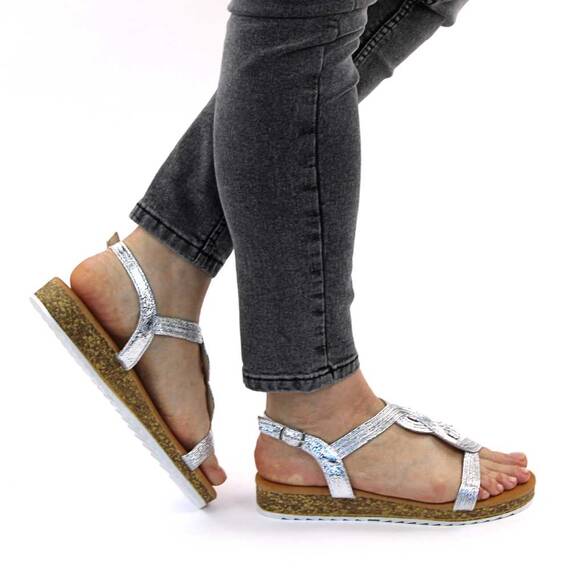 ​Sandale de dama, cu talpa joasa BJ510-SILVER, Culoare (12): Argintiu, Marime (12): 36 - 2- Roveli