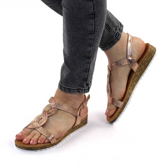 Sandale de dama, cu talpa joasa BJ510-CHAMPAGNE, Culoare (12): Champagne, Marime (12): 38 - 3- Roveli