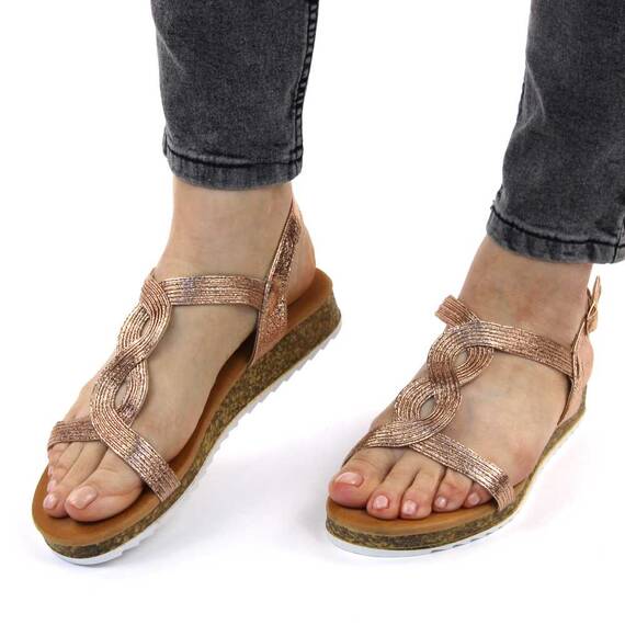 Sandale de dama, cu talpa joasa BJ510-CHAMPAGNE, Culoare (12): Champagne, Marime (12): 40 - 2- Roveli