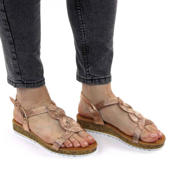 Sandale de dama, cu talpa joasa BJ510-CHAMPAGNE, Culoare (12): Champagne, Marime (12): 40 - 5- Roveli