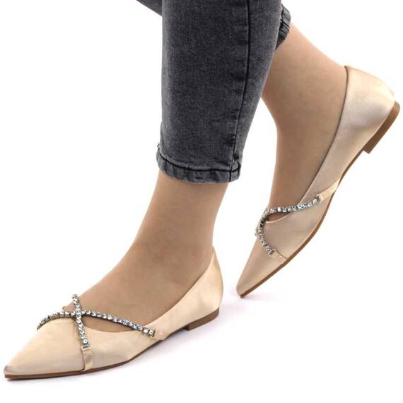 Balerini de dama, eleganti, cu varful ascutit AB111-CHAMPAGNE, Culoare (12): Champagne, Marime (12): 40** - 2- Roveli
