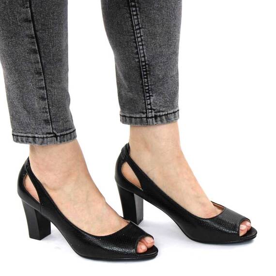​Pantofi comozi de dama, decupati in varf si pe laterale H30-BLACK, Culoare (12): Negru, Marime (12): 37 - 4- Roveli