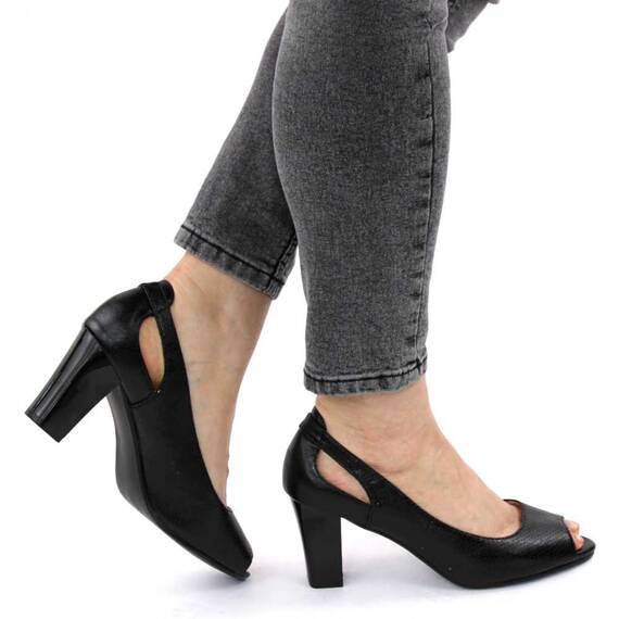 ​Pantofi comozi de dama, decupati in varf si pe laterale H30-BLACK, Culoare (12): Negru, Marime (12): 37 - 2- Roveli