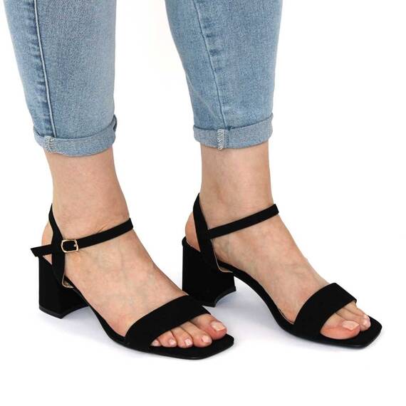​Sandale elegante de dama,din catifea, cu tocul mediu si patrat 980-26-BLACK, Culoare (12): Negru, Marime (12): 38 - 4- Roveli