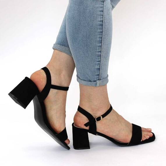 ​Sandale elegante de dama,din catifea, cu tocul mediu si patrat 980-26-BLACK, Culoare (12): Negru, Marime (12): 37 - 3- Roveli
