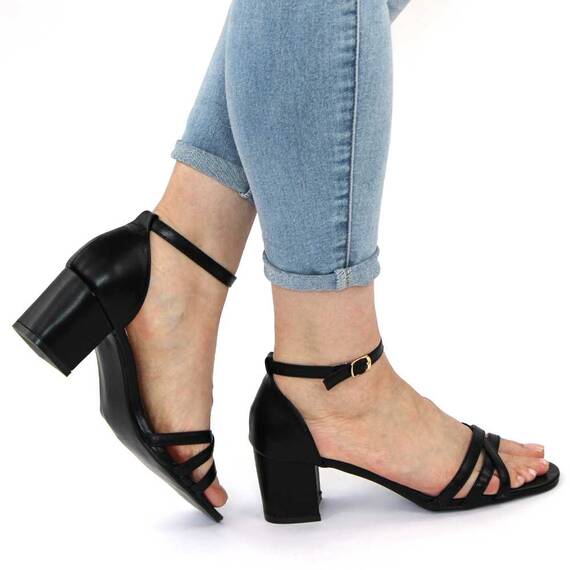 ​Sandale de dama cu barete subtiri si toc mediu gros 980-21-BLACK, Culoare (12): Negru, Marime (12): 36** - 3- Roveli