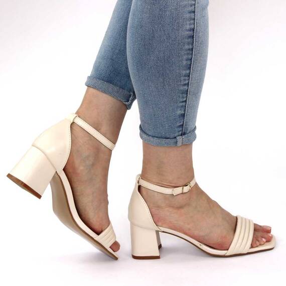 Sandale elegante de dama cu toc mediu si gros 980-16-BEIGE, Culoare (12): Negru, Marime (12): 37** - 3- Roveli