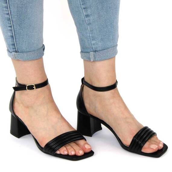 Sandale elegante de dama cu toc mediu si gros 980-16-BLACK, Culoare (12): Negru, Marime (12): 36 - 4- Roveli