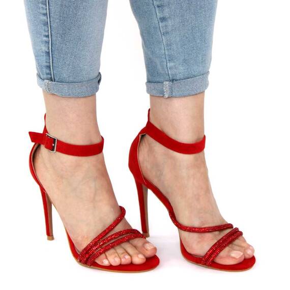 Sandale de dama elegante, cu barete subtiri, toc inalt si subtire YH10-80-RED, Culoare (12): Rosu, Marime (12): 39 - 4- Roveli