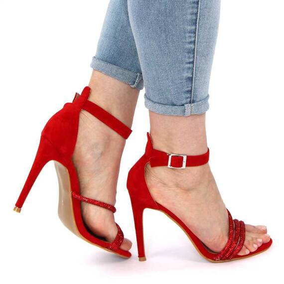 Sandale de dama elegante, cu barete subtiri, toc inalt si subtire YH10-80-RED, Culoare (12): Rosu, Marime (12): 36 - 3- Roveli