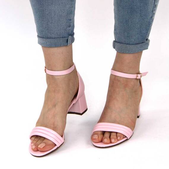 Sandale elegante de dama cu toc mic si gros 980-13-PINK, Culoare (12): Roz, Marime (12): 40** - 2- Roveli