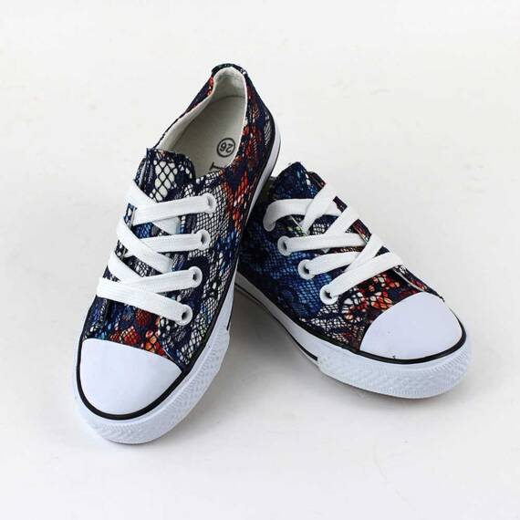 Tenisi de copii, decorati cu dantela colorata Z-16-BLUE, Culoare (12): Alb, Albastru, Multicolor, Marime (12): 29 - 4- Roveli