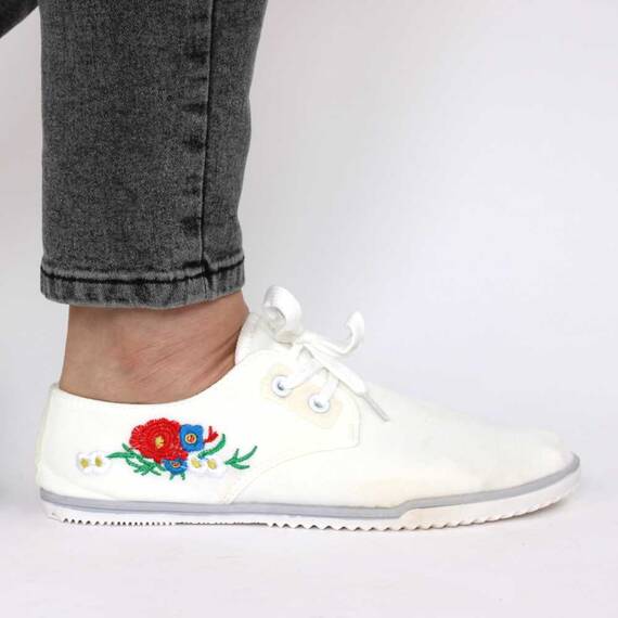 Tenisi de dama, cu broderie pe lateral, usori si confortabili X-1453-WHITE, Culoare (12): Alb, Multicolor, Marime (12): 36 - 2- Roveli