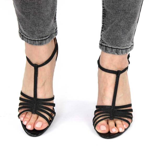 Sandale elegante de dama cu bareta pe picior si bretele subtiri  MS-15-BLACK, Culoare (12): Negru, Marime (12): 37 - 2- Roveli