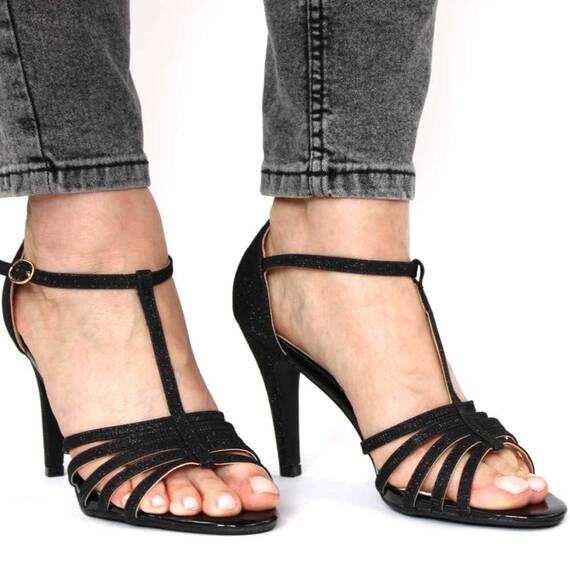 Sandale elegante de dama cu bareta pe picior si bretele subtiri  MS-15-BLACK, Culoare (12): Negru, Marime (12): 36 - 4- Roveli
