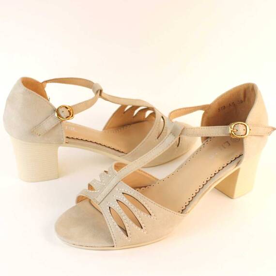 Sandale de dama cu barete subtiri si toc mediu gros 519-A5-BEIGE, Culoare (12): Bej, Marime (12): 40 - 4- Roveli