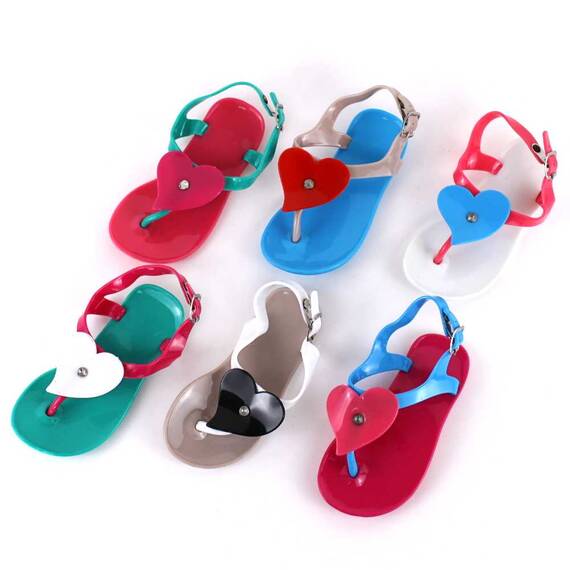 Sandale de copii, flip-flops HEART #2-10-WHITE/BLUE, Culoare (12): Alb, Albastru, Rosu, Marime (12): 28 - 2- Roveli