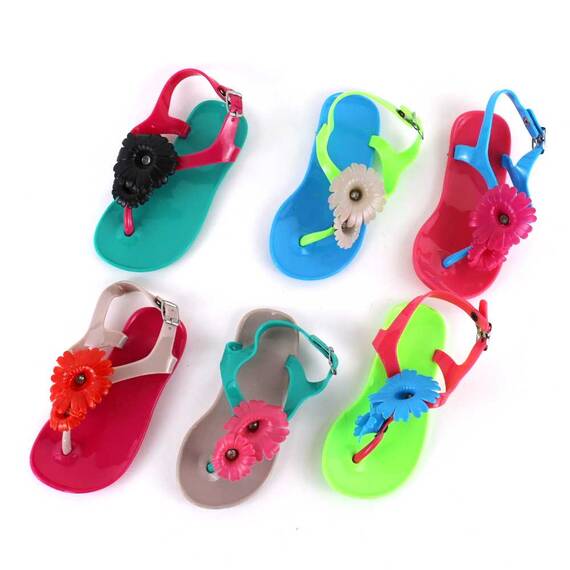 Sandale de copii, flip-flops FLOWERS #2-8-BLUE/FUXIA, Culoare (12): Fucsia, Marime (12): 27 - 2- Roveli