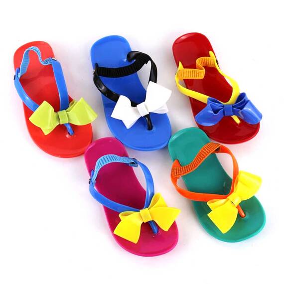 Sandale de copii, flip-flops, cu fundita si elastic la spate #258-ORANGE, Culoare (12): Albastru, Galben, Portocaliu, Marime (12): 27 - 2- Roveli
