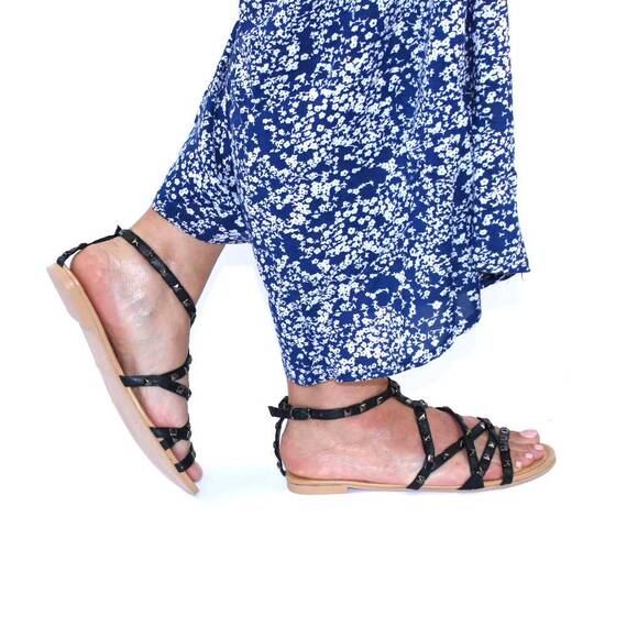 ​Sandale de dama, cu tinte si bareta pe glezna B09266-1-BLACK, Culoare (12): Negru, Marime (12): 39** - 2- Roveli