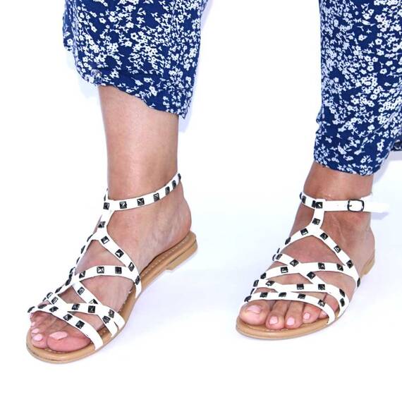 ​Sandale de dama, cu tinte si bareta pe glezna B09266-1-WHITE, Culoare (12): Alb, Marime (12): 36** - 2- Roveli