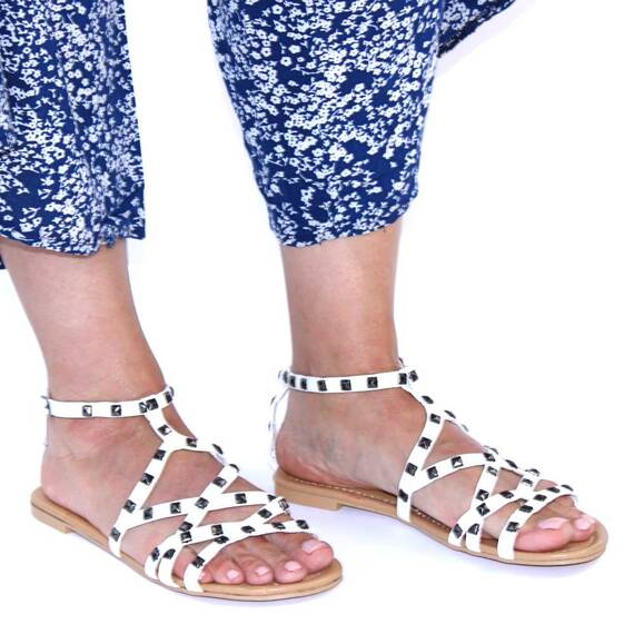 ​Sandale de dama, cu tinte si bareta pe glezna B09266-1-WHITE, Culoare (12): Alb, Marime (12): 36** - 5- Roveli