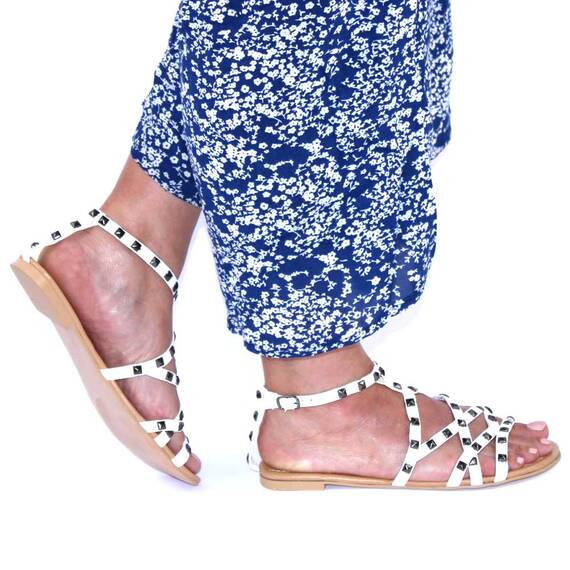 ​Sandale de dama, cu tinte si bareta pe glezna B09266-1-WHITE, Culoare (12): Alb, Marime (12): 38** - 4- Roveli