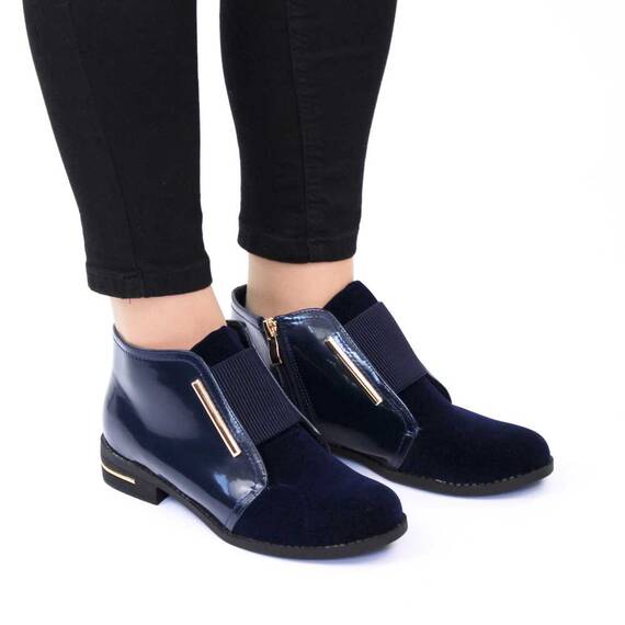 Botine de dama cu banda elastica decorativa si fermoar lateral 11318-BLUE, Culoare (12): Bleumarin, Marime (12): 38 - 3- Roveli