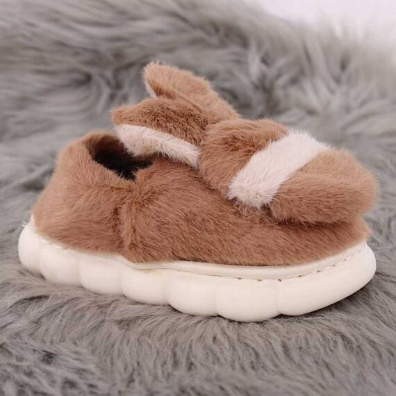 Papuci de copii, de casa, voluminosi, stil mocasini A608-BROWN, Culoare (12): Bej, Maro, Marime (12): 26-27 - 3- Roveli