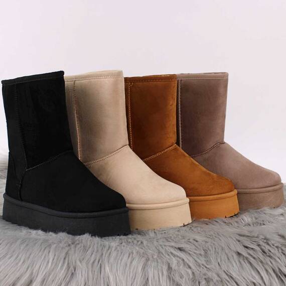 Ghete imblanite de dama, cu talpa groasa  VL223P-BLACK, Culoare (12): Negru, Marime (12): 38 - 2- Roveli