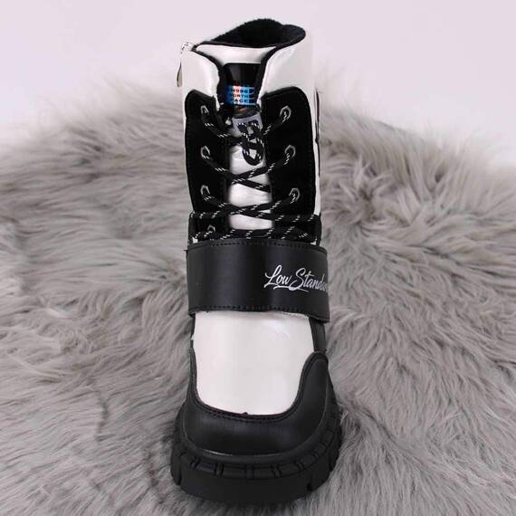Ghete imblanite de copii, cu talpa groasa  CH996-WHITE, Culoare (12): Negru, Marime (12): 32 - 4- Roveli