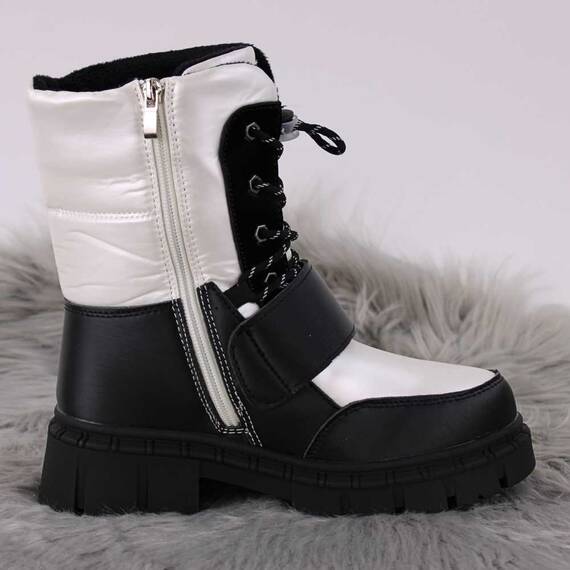 Ghete imblanite de copii, cu talpa groasa  CH996-WHITE, Culoare (12): Alb, Negru, Marime (12): 37 - 5- Roveli